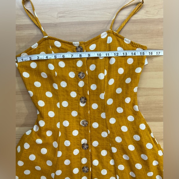 REBELLION AGAIN Mustard Yellow White
Polka Dot Print Button Midi A-Line Dress / - Picture 4 of 14